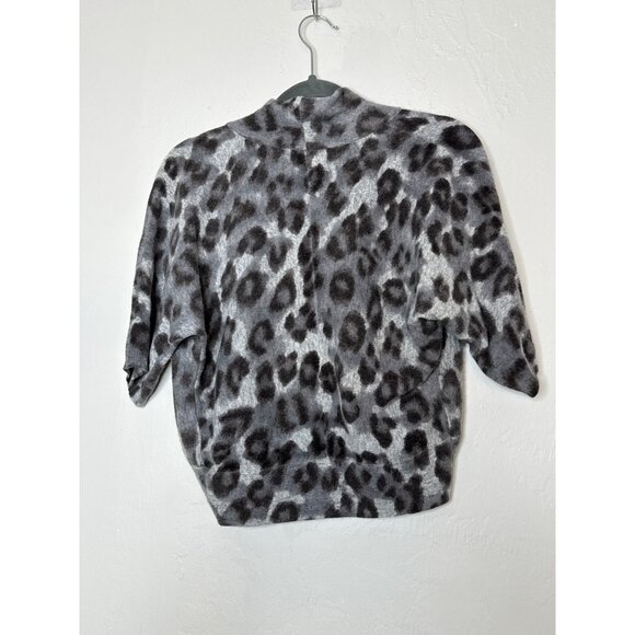 Banana Republic Wool Cashmere Blend Italian Wool Gray Leopard Bolero Shrug Med - Picture 7 of 7